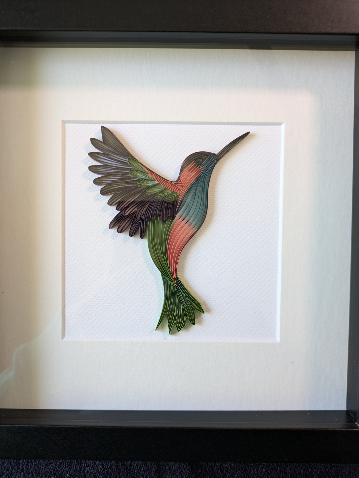 Humming Bird (teal & pink) - Wildlife Series - 8x8 Wall Art