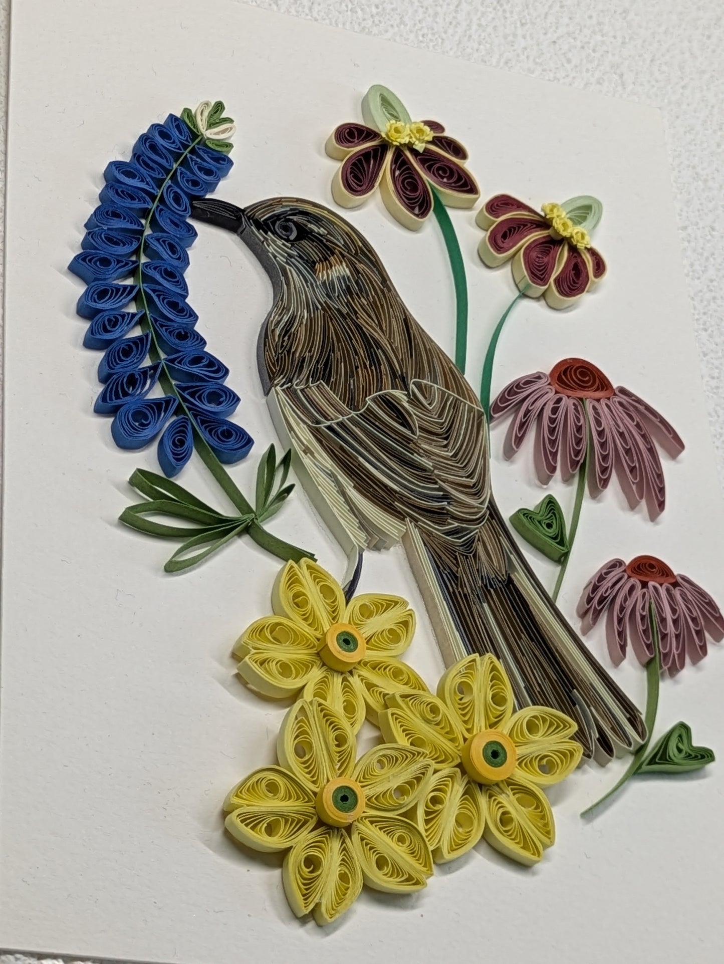 Mockingbird with Wildflowers - Wildlife Series - 5x7 Wall Art