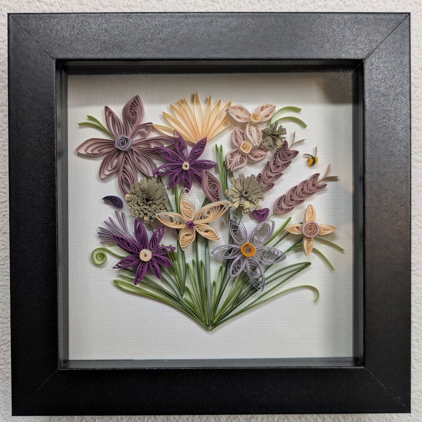 Flower Bouquet (purple and off white) - 5x5 inch Wall Art