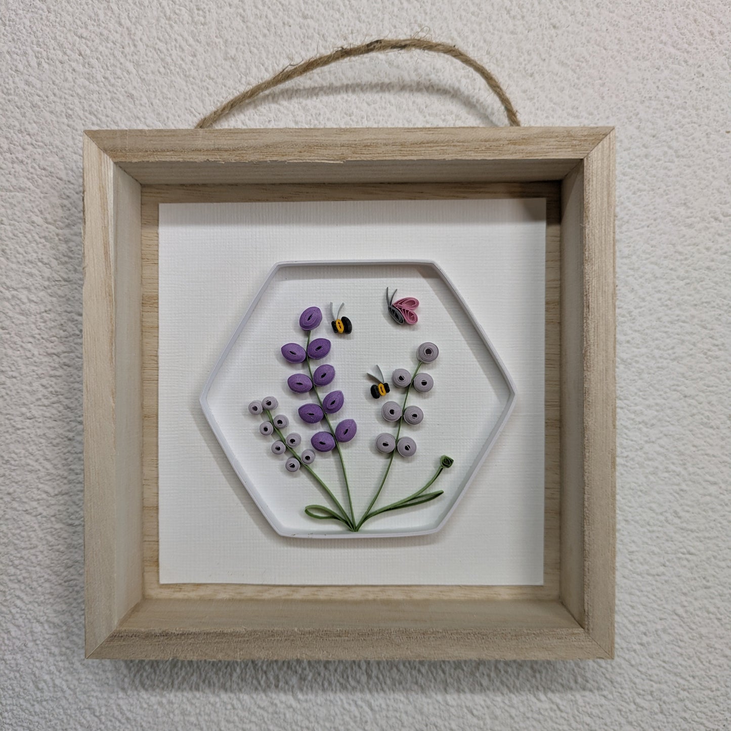 Lavender and Two Bees - 4x4 Wall Art