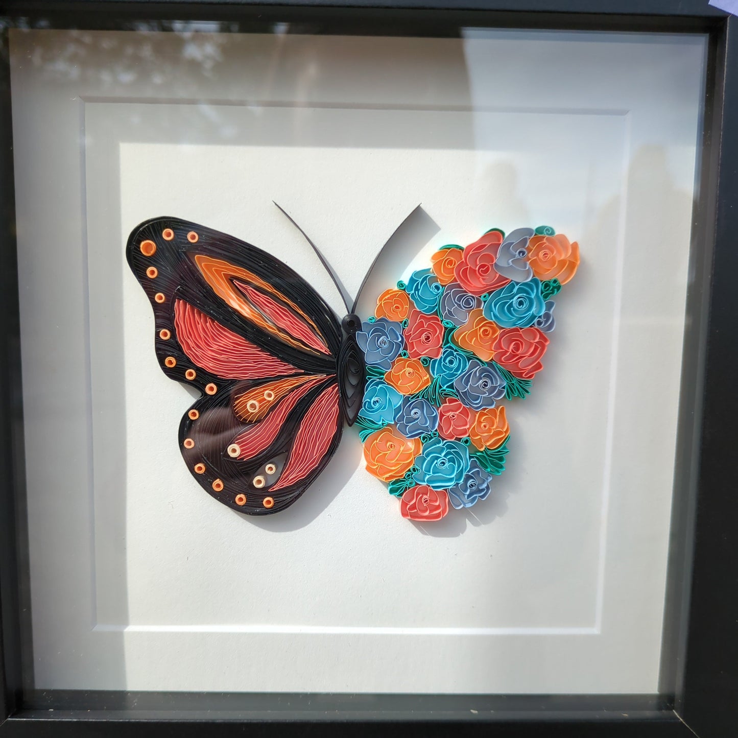 Pollinator Series - Pastel Flower Butterfly - Handmade Paper Art - 8x8