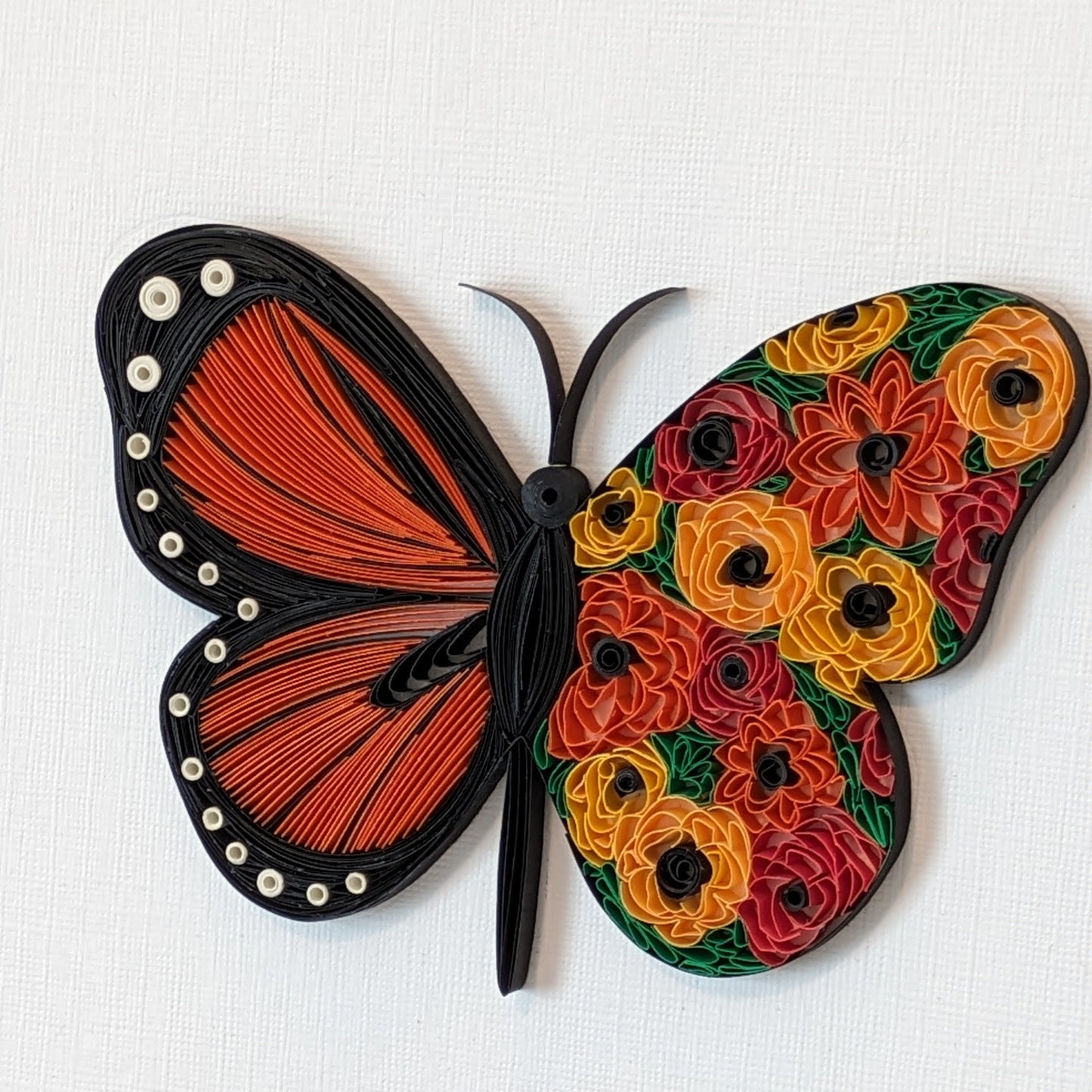 Orange Flower Butterfly - Made to Order Paper Art - 8x8