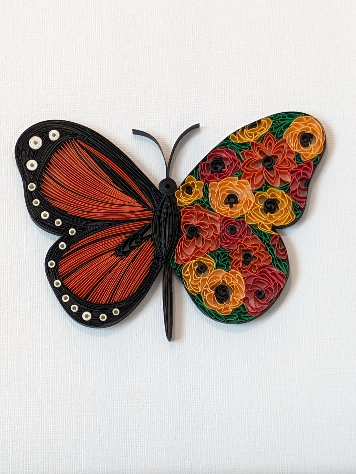 Orange Flower Butterfly - Made to Order Paper Art - 8x8