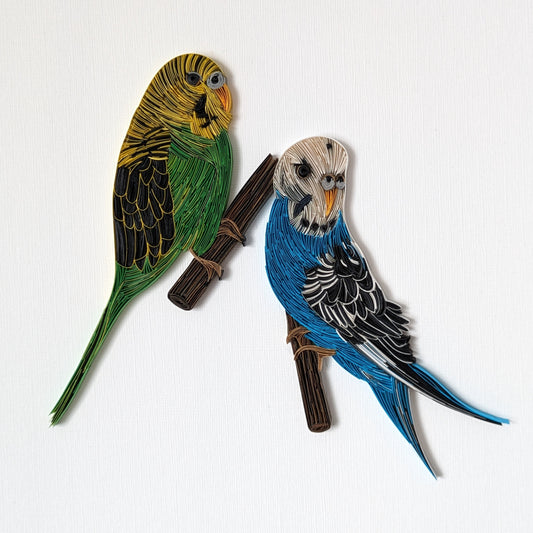 Budgie Pair - Custom Pet Portrait