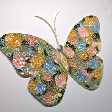 Flower Filled Butterfly - Handmade Paper Art - 8x8