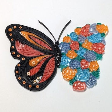 Pollinator Series - Pastel Flower Butterfly - Handmade Paper Art - 8x8