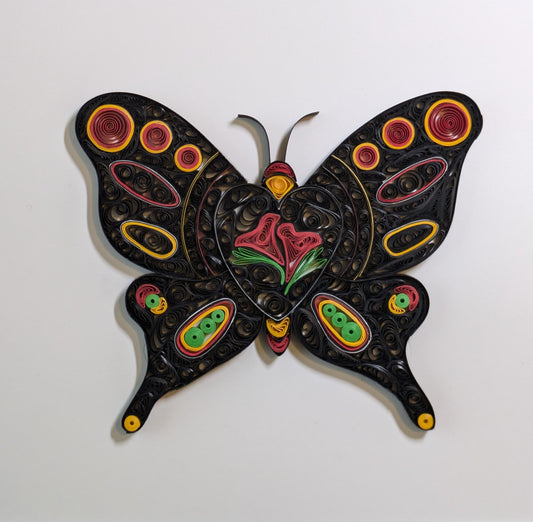 Folk Art Butterfly (black & red) - 11x14 inch Wall Art