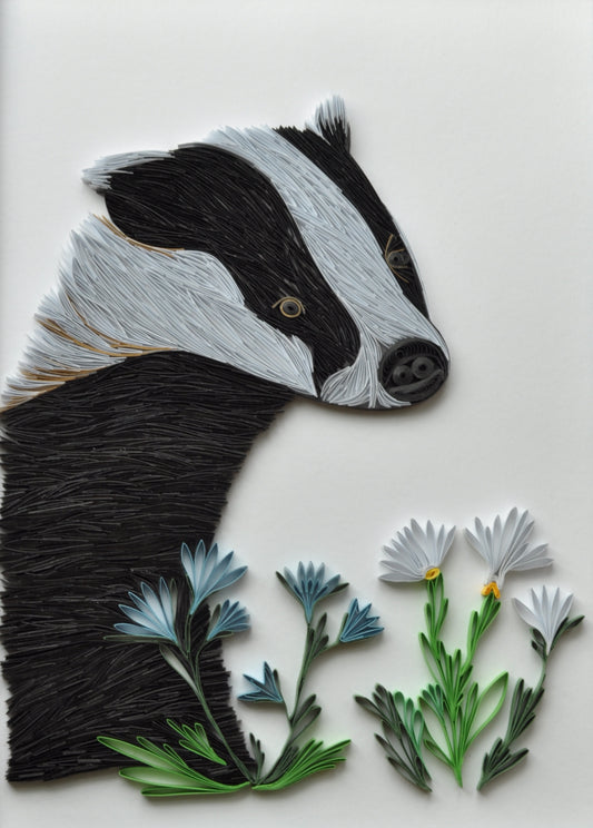 Wildlife Series - Badger with Flowers