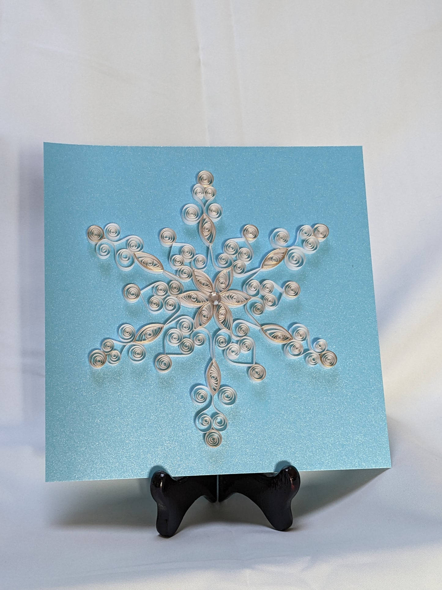 Gilded Gold and White Snowflake on Icy Blue