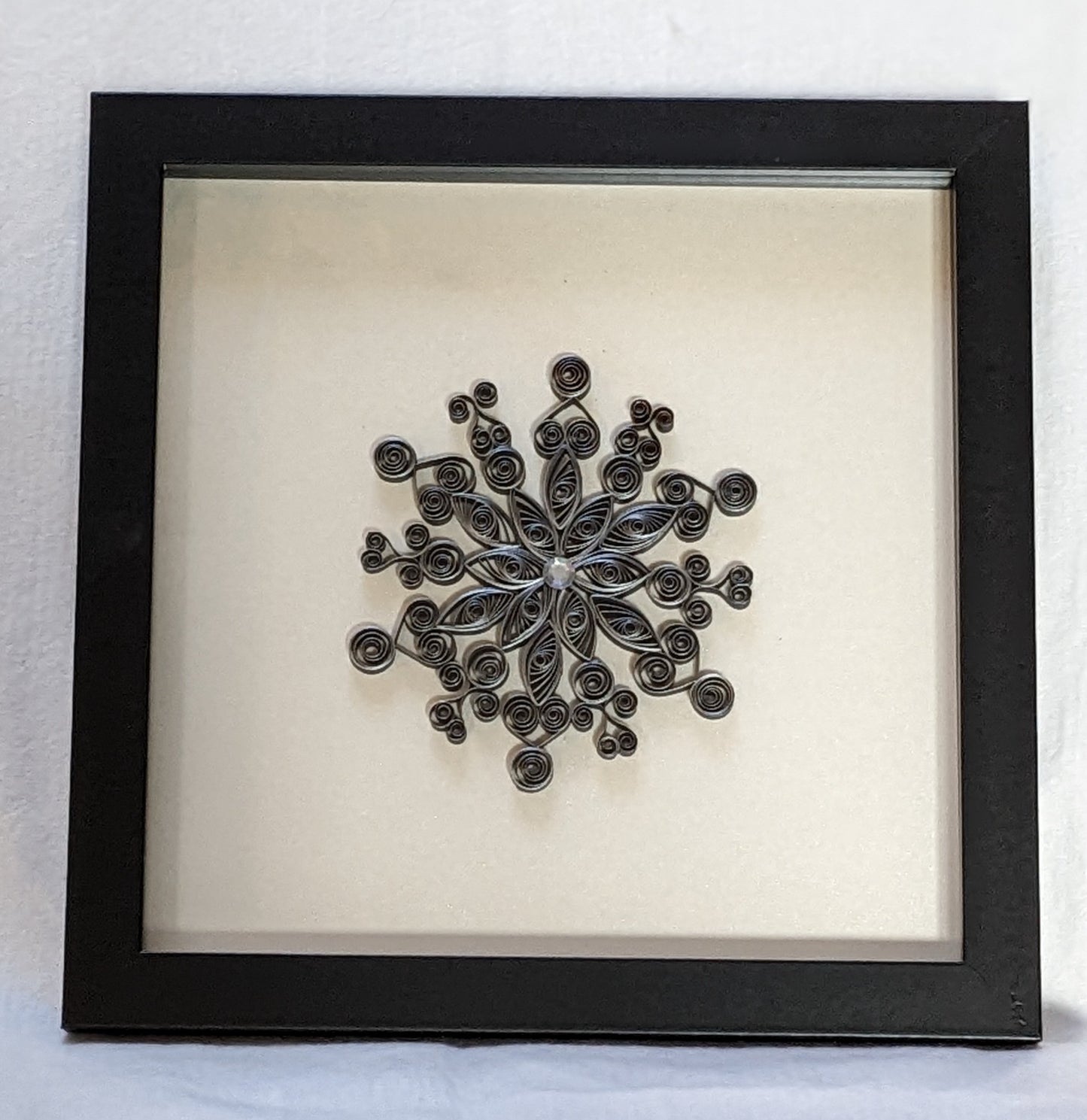 Black & Silver Paper Snowflake Wall Hanging - 8x8