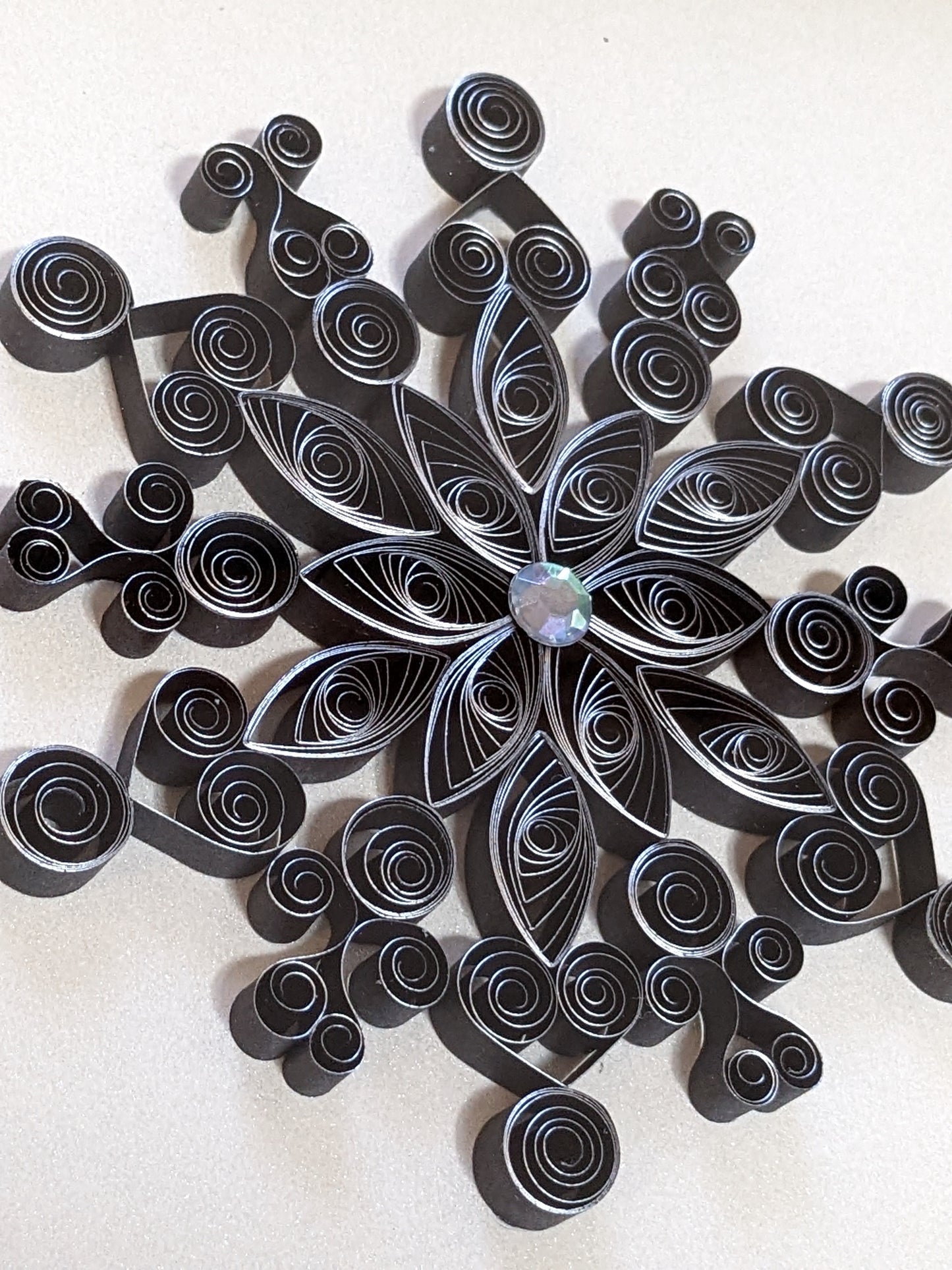 Black & Silver Paper Snowflake Wall Hanging - 8x8