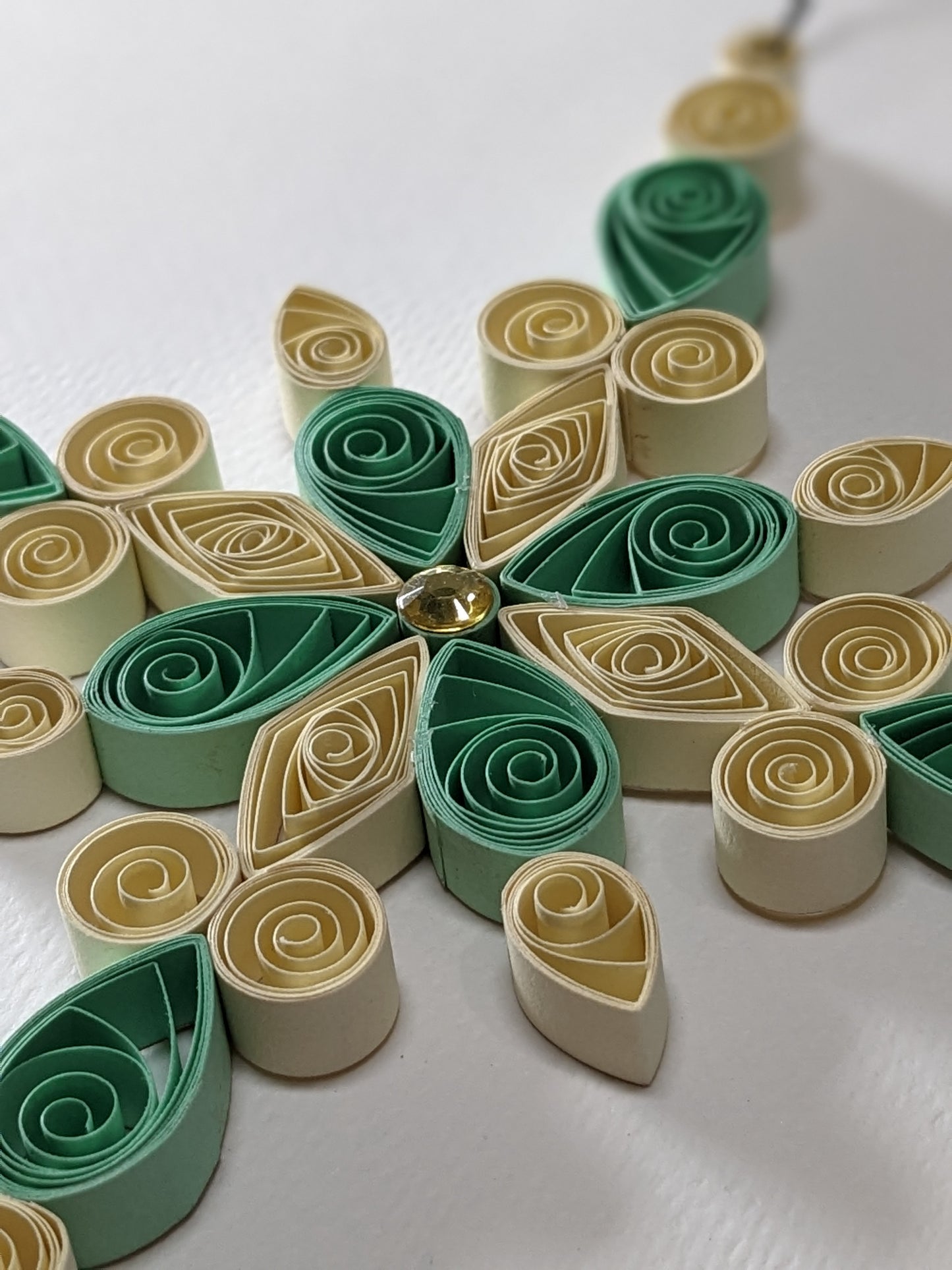 Snowflake Ornament - Mint & Ivory with Gold Foil