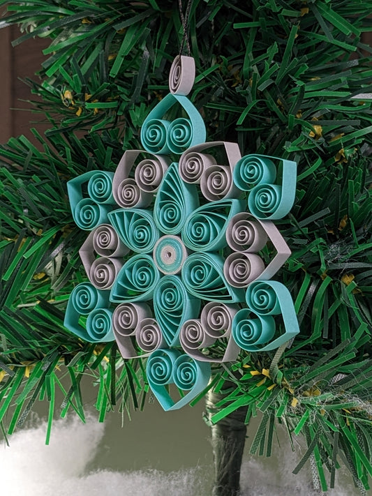 Paper Snowflake Ornament - Teal & Gray